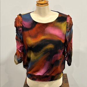 Elegant Multicolor Blouse with Sheer Sleeves